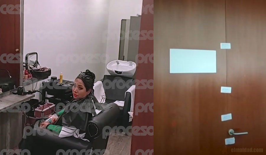 Senadora en el salón de belleza de la cámara. Clausura del salón.