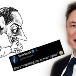 Caricatura de Claudia Sheinbaum y el tweet de Elon Musk.