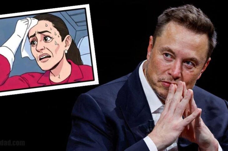 Meme de Claudia Sheinbaum y Elon Musk.