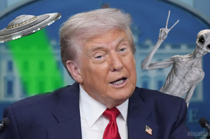 Un platillo volador, Trump y un alien.