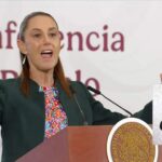 Claudia Sheinbaum en la mañanera y meme de AMLO.