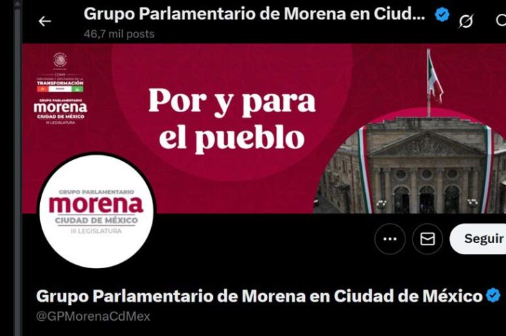 Cuenta en X del Grupo Parlamentario de Morena de la CDMX.