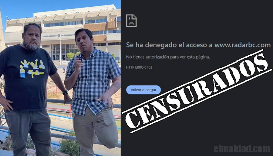 Cristian Torres y Armando Nieblas. Captura de pantalla al acceder al portal de RadarBC.