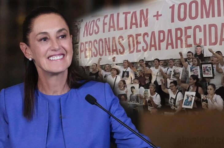 Claudia Sheinbaum y una manifestación por los desaparecidos.