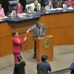 Lilly Téllez y Saúl Monreal en el senado.