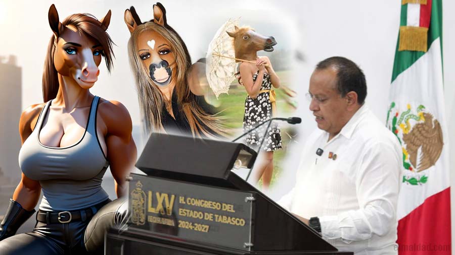 Mujeres caballo y el diputado del PT.