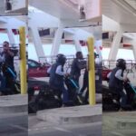 Automovilista vs motero chafa en la garita.