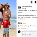 Post de Marina del Pilar con sus hijos en una playa.