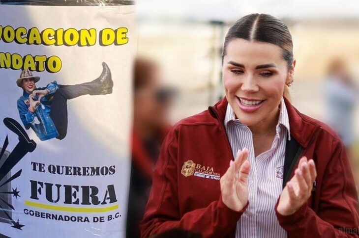 Tabloide en la carne asada de protesta y Marina del Pilar en Tijuana este 5 de mayo.