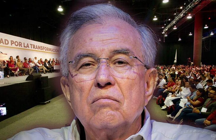 Rubén Rocha Moya fue apoyado por algunos militantes en el congreso nacional de Morena.