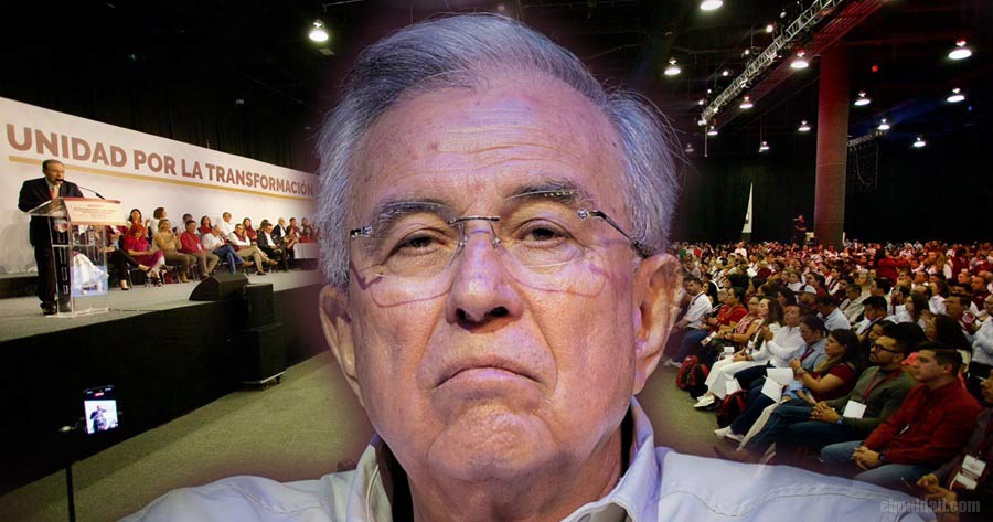 Rubén Rocha Moya fue apoyado por algunos militantes en el congreso nacional de Morena.