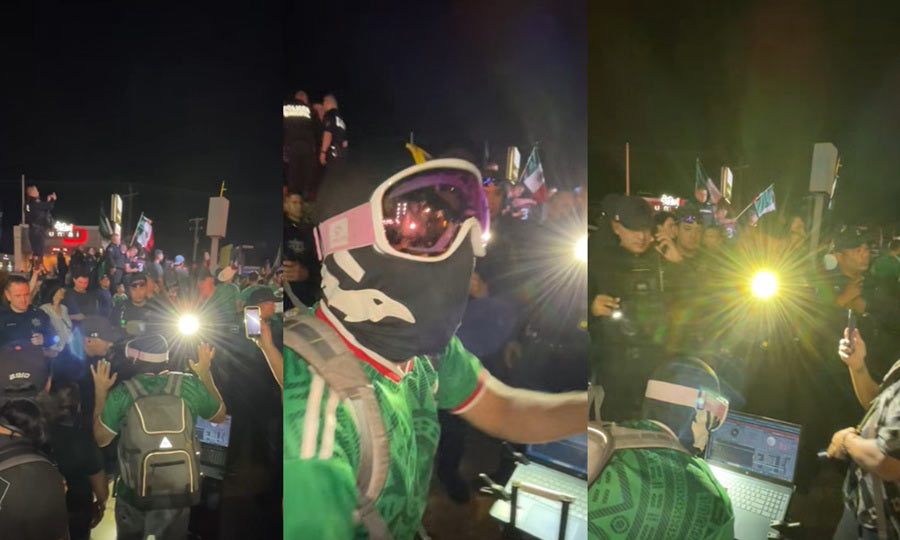 DJ siendo impedido por la policía poner música. Imágenes de Yerson Martínez Miramón.
