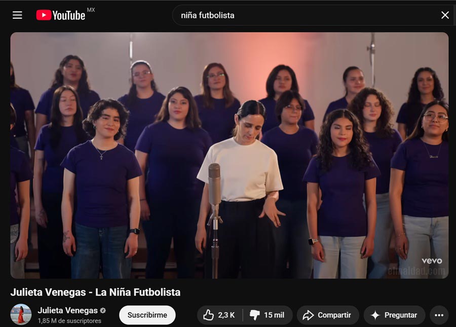 Captura de pantalla de los dislikes a "la niña futbolista".