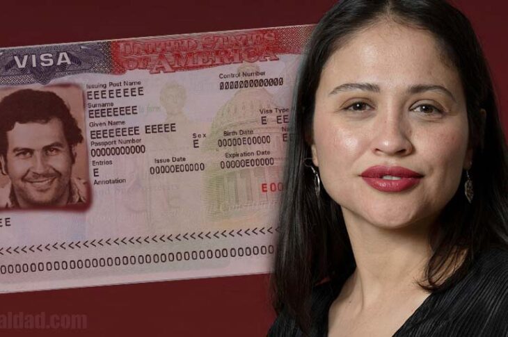 Pablo Escobar en una visa y la diputada Beatriz Navarro.