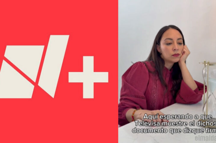 Logo Nmás de Televisa y captura de pantalla de un TikTok de Julieta Ramírez.