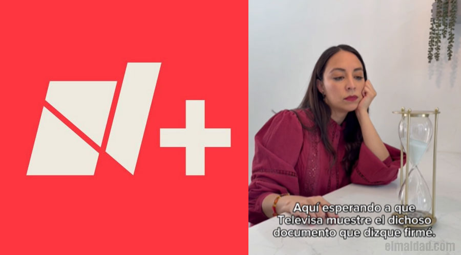 Logo Nmás de Televisa y captura de pantalla de un TikTok de Julieta Ramírez.
