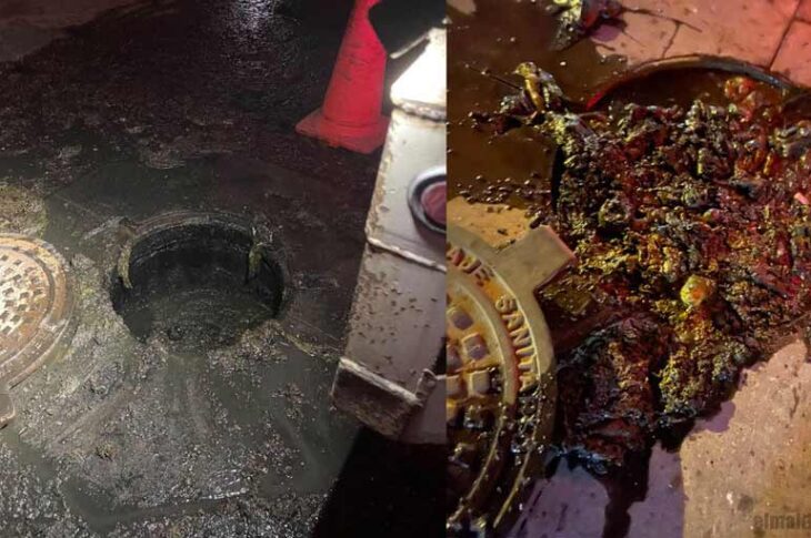 Drenaje de San Pedro residencial tapado por toallitas húmedas.