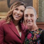 Marina del Pilar y Claudia Sheinbaum en Palacio Nacional.