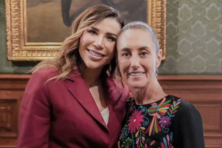 Marina del Pilar y Claudia Sheinbaum en Palacio Nacional.