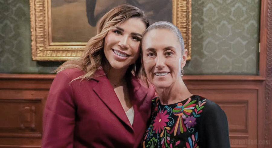 Marina del Pilar y Claudia Sheinbaum en Palacio Nacional.