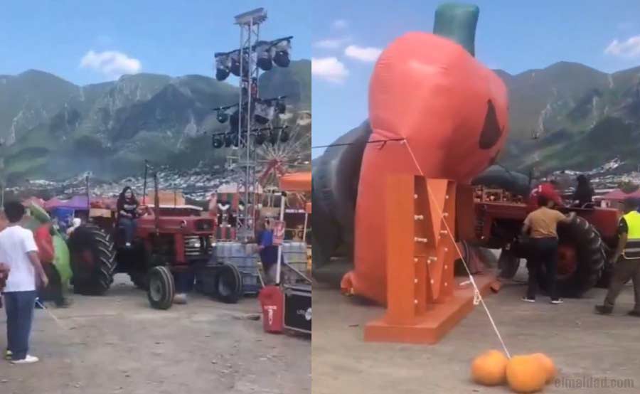 Mujer en tractor causa destrozos en el Pumpkin Dash 2026.